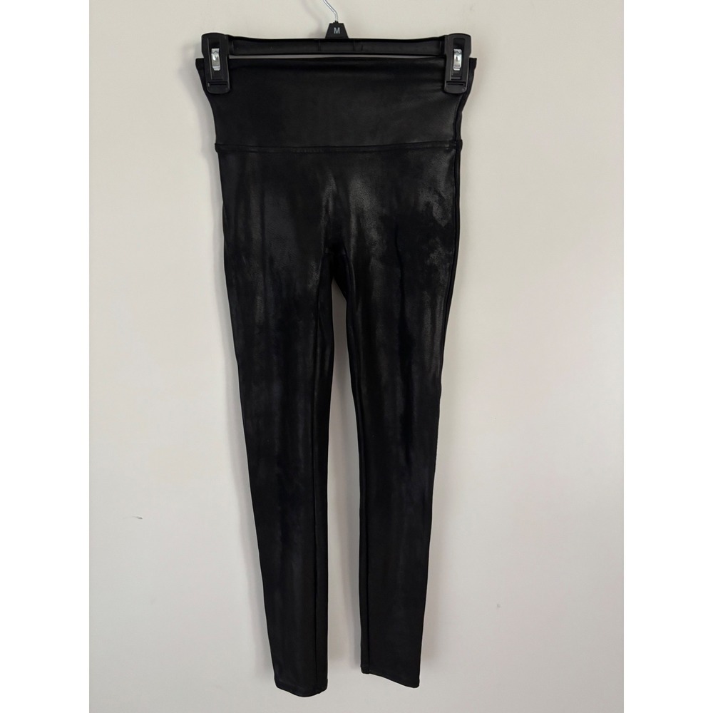 Spanx Faux Leather Leggings Black High Waisted Petite Small S/P